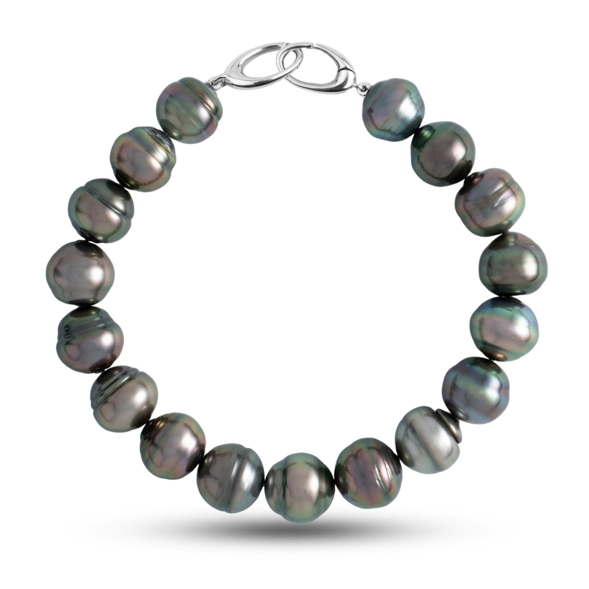 10.0-10.9 mm AA+/AAA Baroque Tahitian Pearl Bracelet with a 14K white gold orbit clasp
