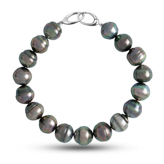 10.0-10.9 mm AA+/AAA Baroque Tahitian Pearl Bracelet with a 14K white gold orbit clasp