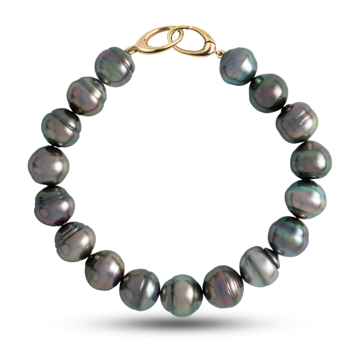 10.0-10.9 mm AA+/AAA Baroque Tahitian Pearl Bracelet with a 14K yellow gold orbit clasp