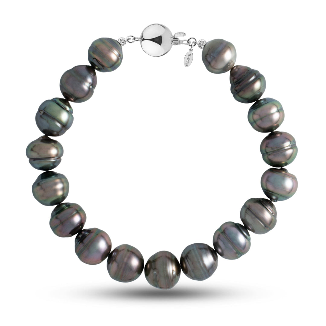 10.0-11.0 mm AA+/AAA Baroque Tahitian Pearl Bracelet with a 14K white gold polished ball clasp