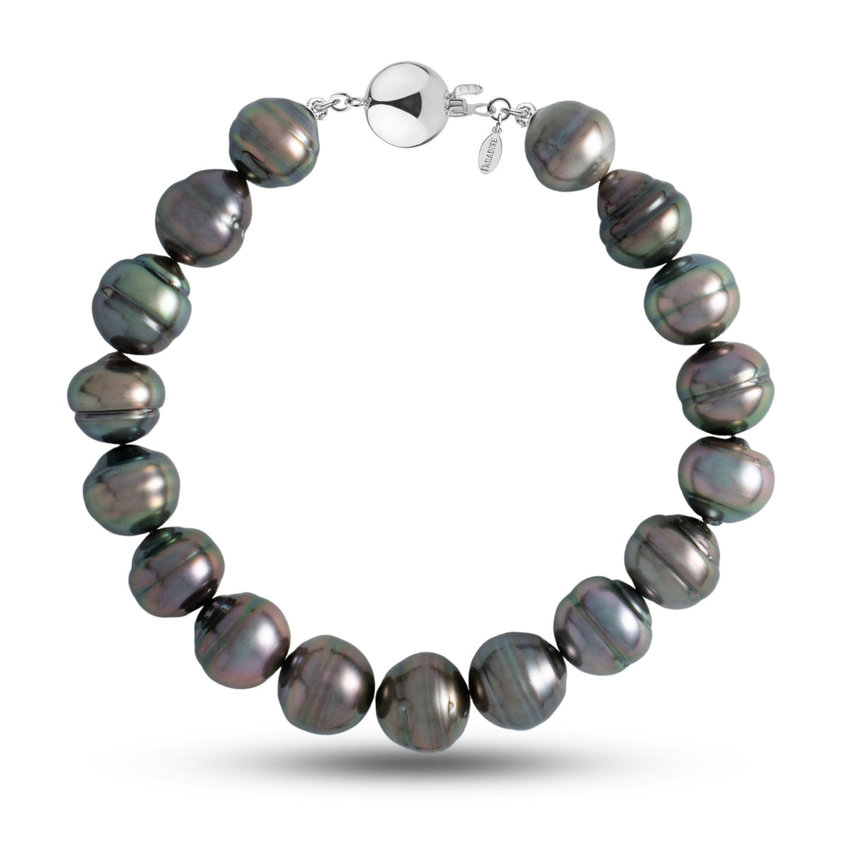 10.0-11.0 mm AA+/AAA Baroque Tahitian Pearl Bracelet with a 14K white gold polished ball clasp