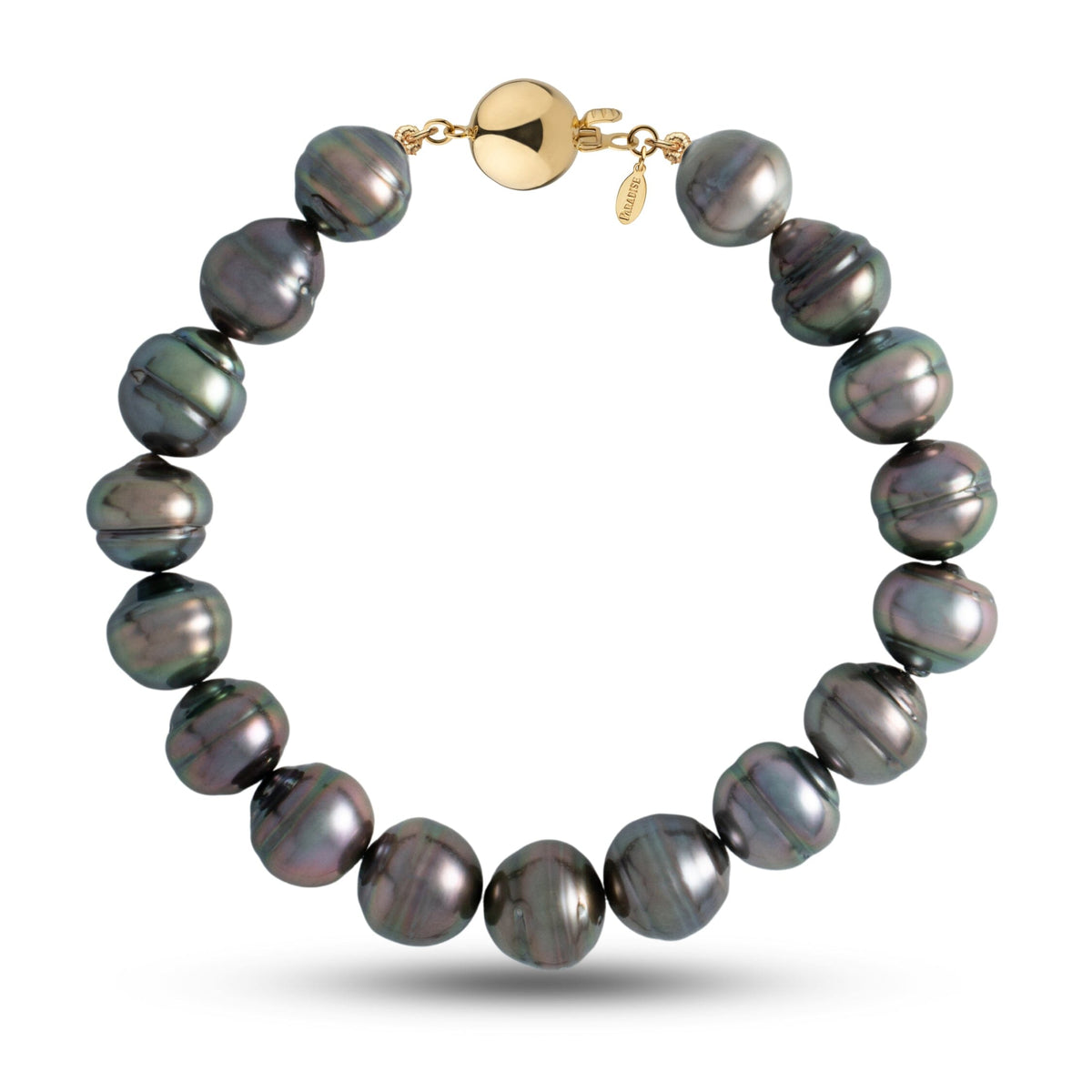 10.0-11.0 mm AA+/AAA Baroque Tahitian Pearl Bracelet with a 14K yellow gold polished ball clasp