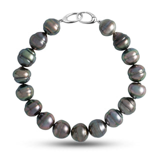 10.0-11.0 mm AA+/AAA Baroque Tahitian Pearl Bracelet with a 14K white gold orbit clasp