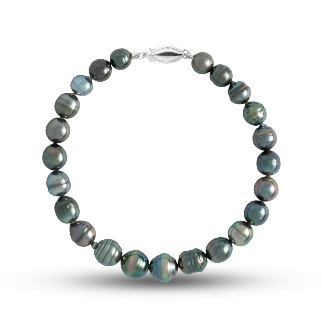 6.0-8.0 mm AA+ Baroque Tahitian Pearl Bracelet with a 14K white gold fish hook clasp