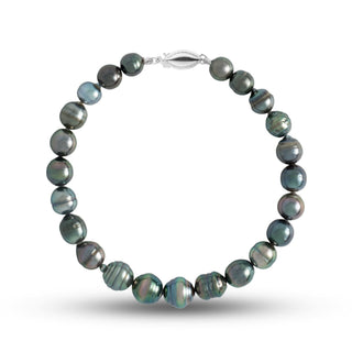 6.0-8.0 mm AA+ Baroque Tahitian Pearl Bracelet with a 14K white gold fish hook clasp