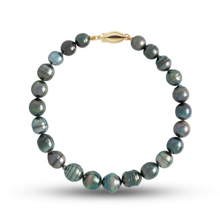 6.0-8.0 mm AA+ Baroque Tahitian Pearl Bracelet with a 14K yellow gold fish hook clasp