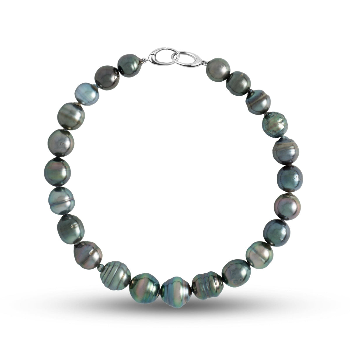 6.0-8.0 mm AA+ Baroque Tahitian Pearl Bracelet with a 14K white gold orbit clasp