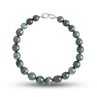 6.0-8.0 mm AA+ Baroque Tahitian Pearl Bracelet with a 14K white gold orbit clasp