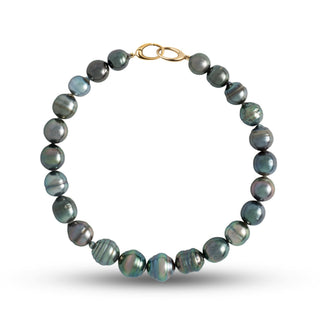 6.0-8.0 mm AA+ Baroque Tahitian Pearl Bracelet with a 14K yellow gold orbit clasp