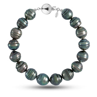 10.0-10.8 mm AA+ Baroque Tahitian Pearl Bracelet with a 14K white gold polished ball clasp