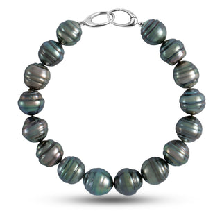 10.0-10.8 mm AA+ Baroque Tahitian Pearl Bracelet with a 14K white gold orbit clasp