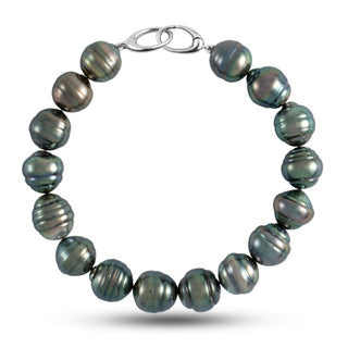 10.3-10.7 mm AA+ Baroque Tahitian Pearl Bracelet with a 14K white gold orbit clasp
