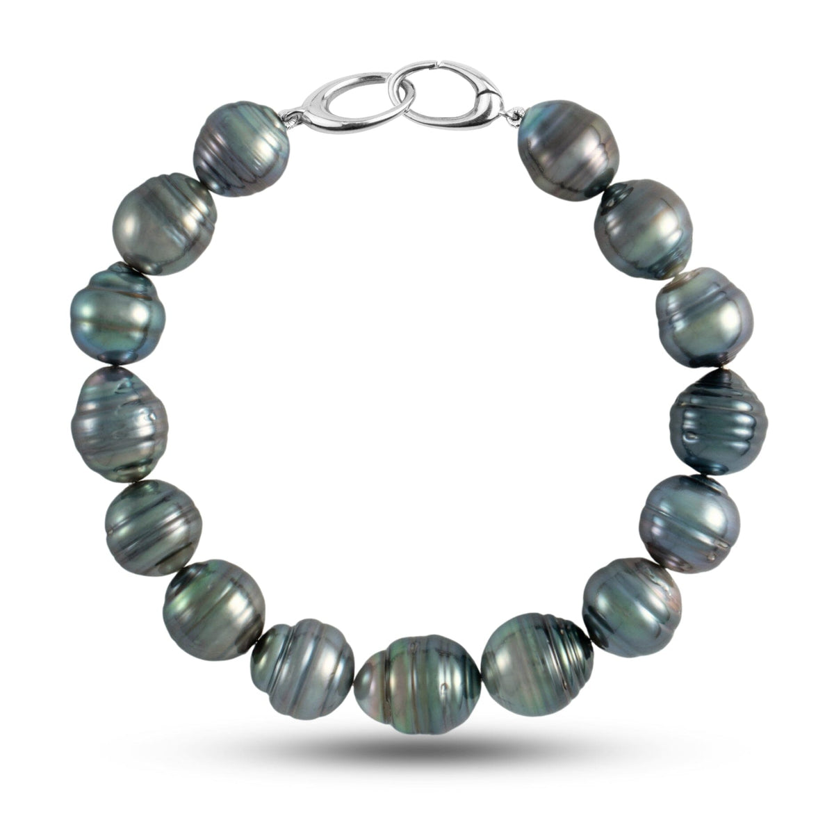 9.8-10.7 mm AA+ Baroque Tahitian Pearl Bracelet with a 14K white gold orbit clasp