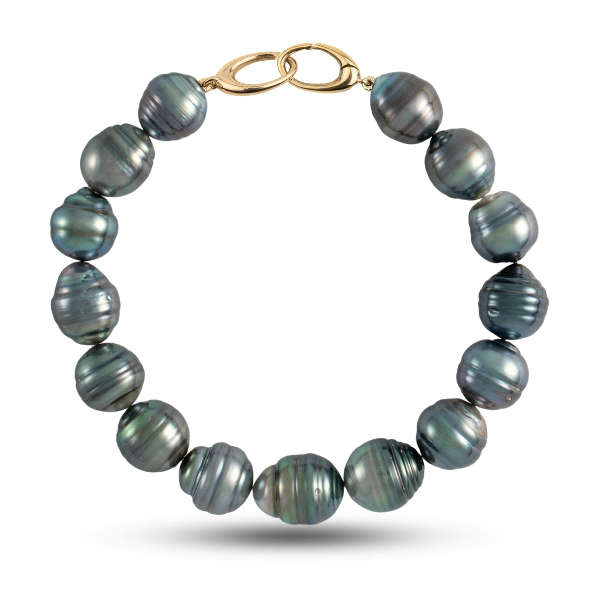 9.8-10.7 mm AA+ Baroque Tahitian Pearl Bracelet with a 14K yellow gold orbit clasp