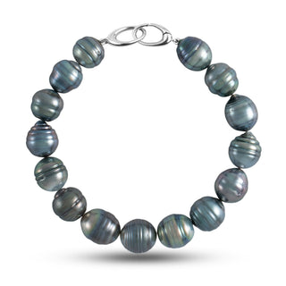 10.0-11.0 mm AA+ Baroque Tahitian Pearl Bracelet with a 14K white gold orbit clasp