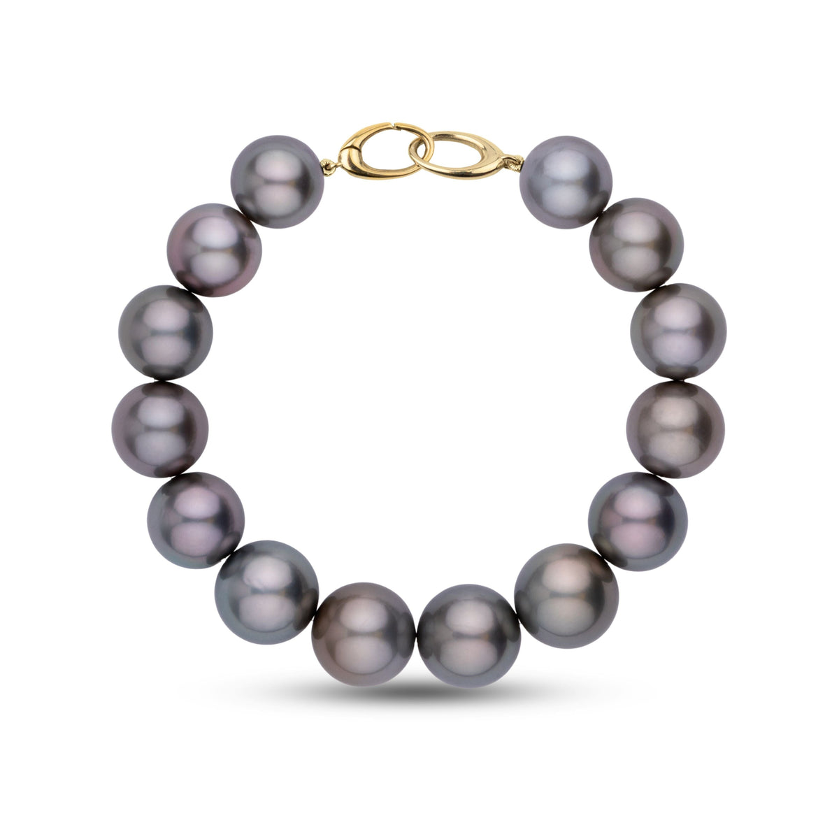 11.2–12.6 mm AAA Round Tahitian Pearl Bracelet with a 14K White Gold Polished clasp
