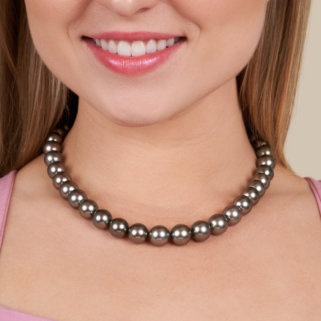 10.0-12.5 mm AAA Tahitian Round Pearl Necklace