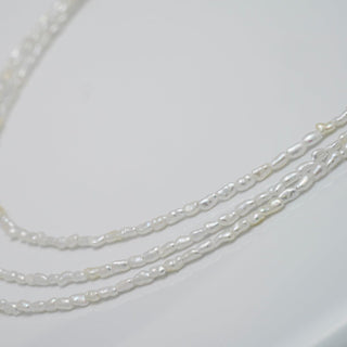 U-33: 1.7-2 mm Triple-strand Akoya Keshi Pearl Necklace, 16.5", GP SS, view 3