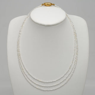 U-33: 1.7-2 mm Triple-strand Akoya Keshi Pearl Necklace, 16.5", GP SS