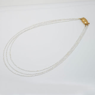 U-33: 1.7-2 mm Triple-strand Akoya Keshi Pearl Necklace, 16.5", GP SS, view 2