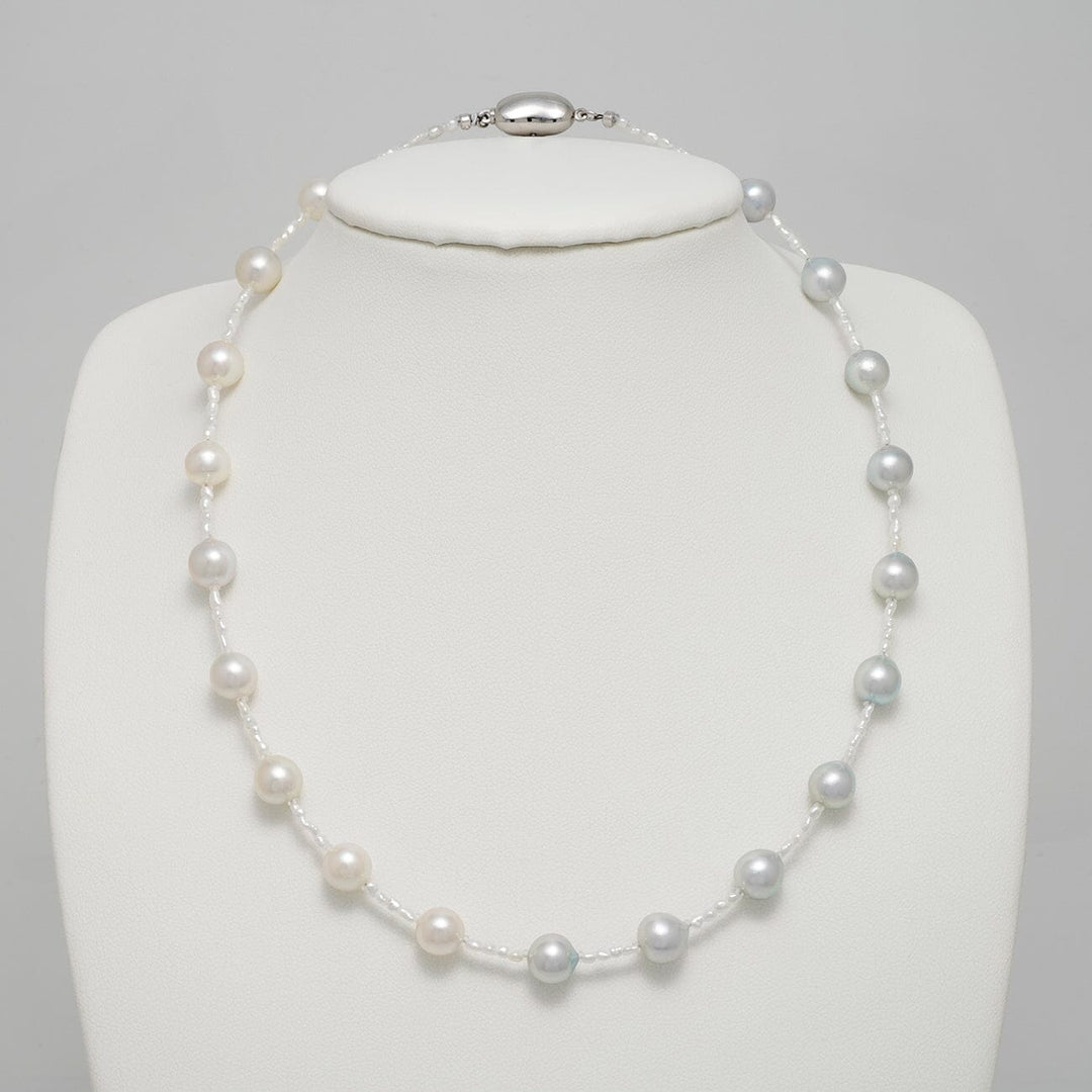 U-40: 7.5-8.0 mm White to Blue Akoya Baroque & Keshi Pearl Necklace