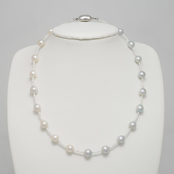 U-40: 7.5-8.0 mm White to Blue Akoya Baroque & Keshi Pearl Necklace