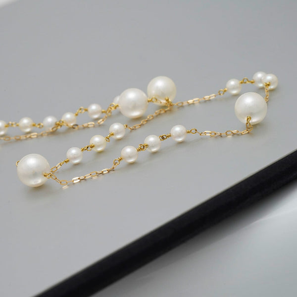 U-47: 3.5-7 mm Round Akoya Pearl “Tin Cup” Necklace, 27.5"