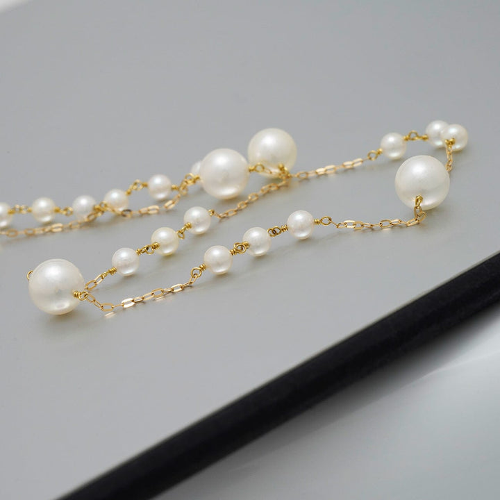 U-47: 3.5-7 mm Round Akoya Pearl "Tin Cup" Necklace, 27.5"