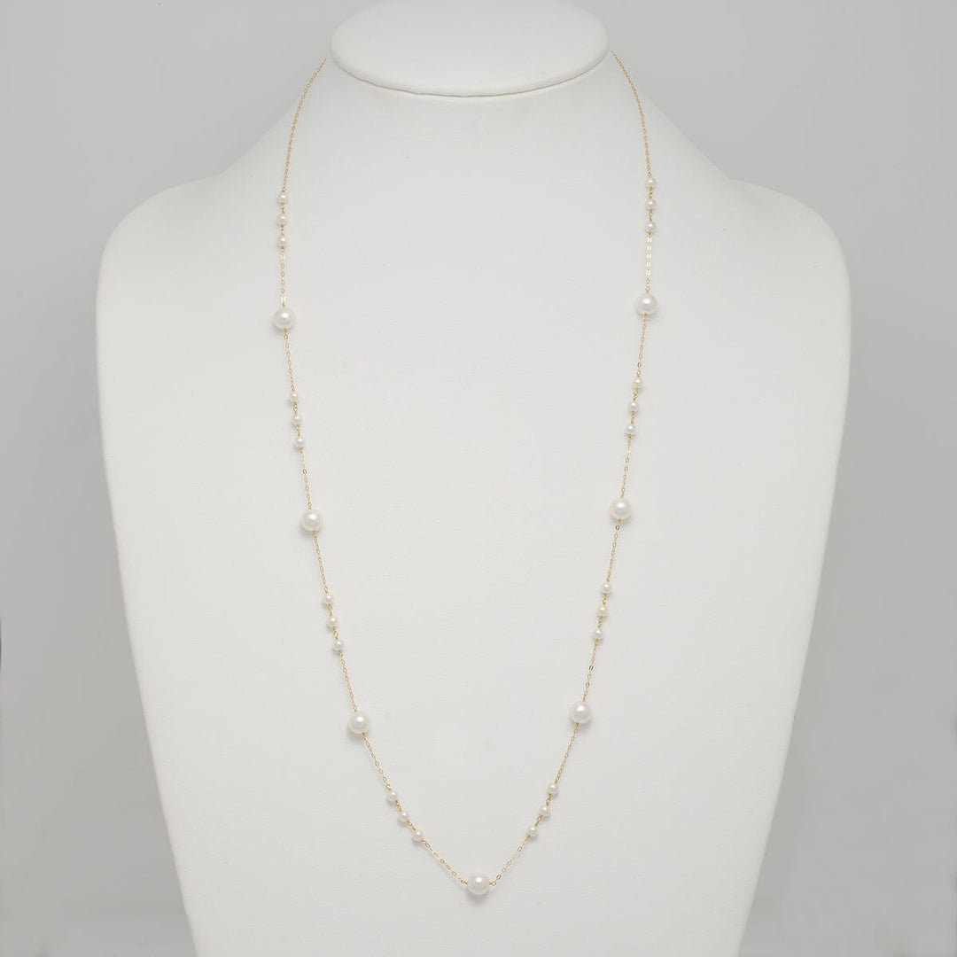 U-47: 3.5-7 mm Round Akoya Pearl "Tin Cup" Necklace, 27.5"