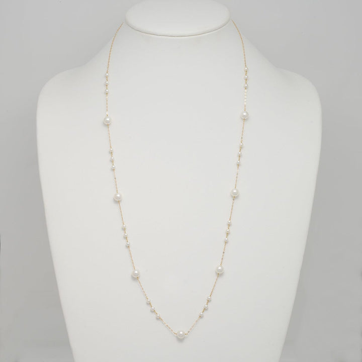 U-47: 3.5-7 mm Round Akoya Pearl "Tin Cup" Necklace, 27.5"