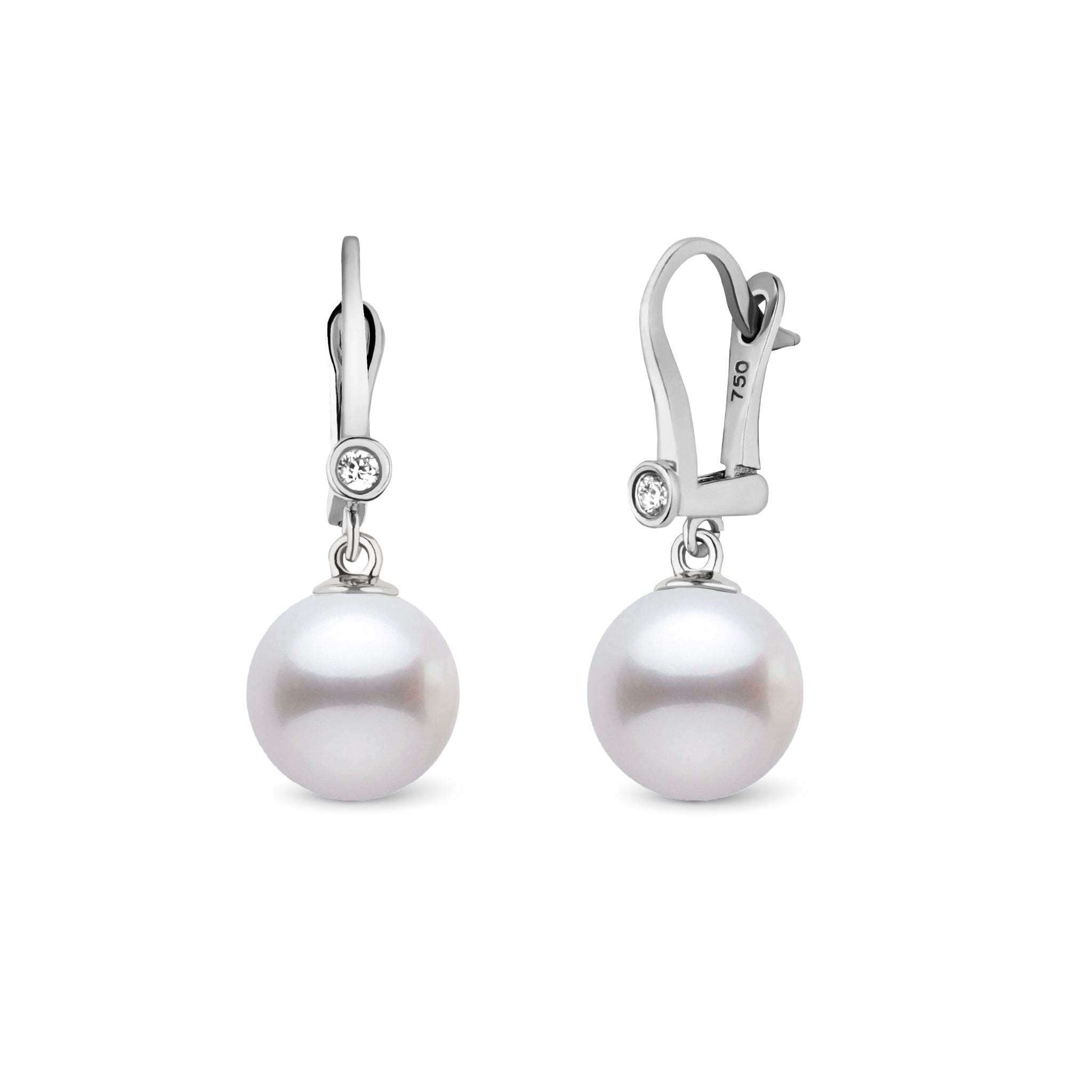 18K Romantic Collection 9.0-10.0 mm Freshadama Pearl and Diamond Earrings white gold