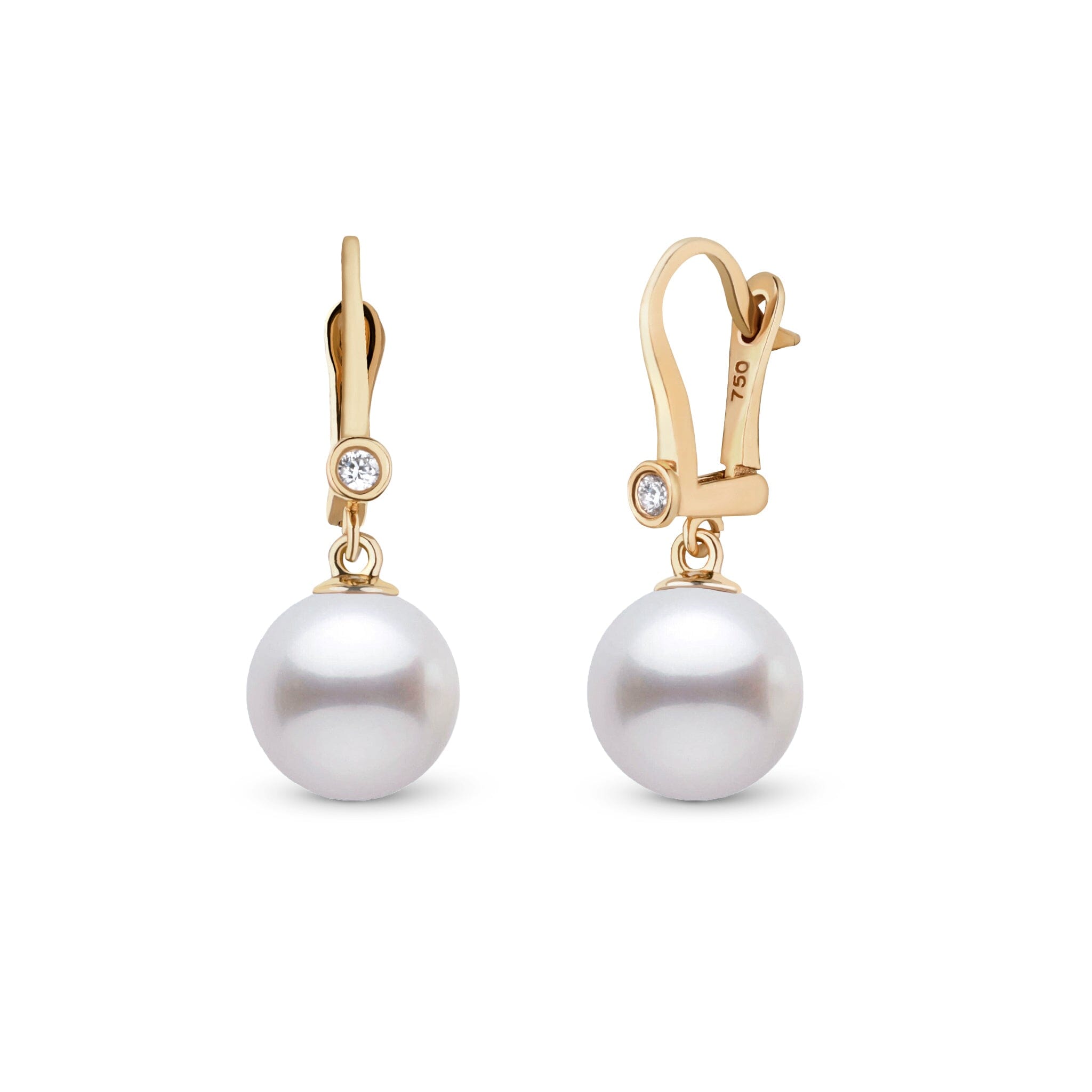 18K Romantic Collection 9.0-10.0 mm Freshadama Pearl and Diamond Earrings yellow gold