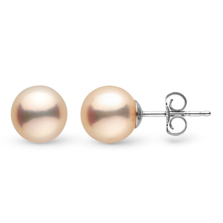 7.0-8.0 mm AAA Metallic Peach Freshwater Pearl Stud Earrings