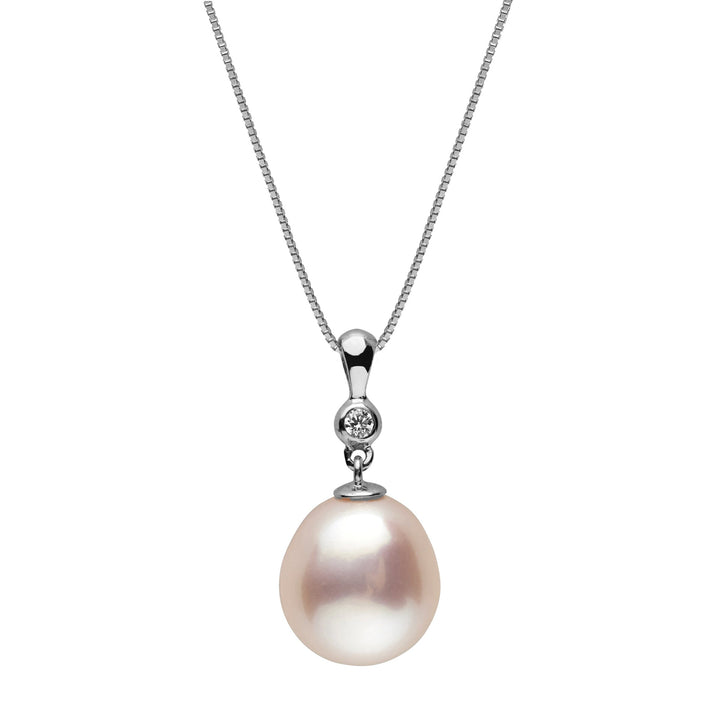 11.0-12.0 mm AAA White Freshwater Drop Pearl and Diamond Romantic Collection Pendant