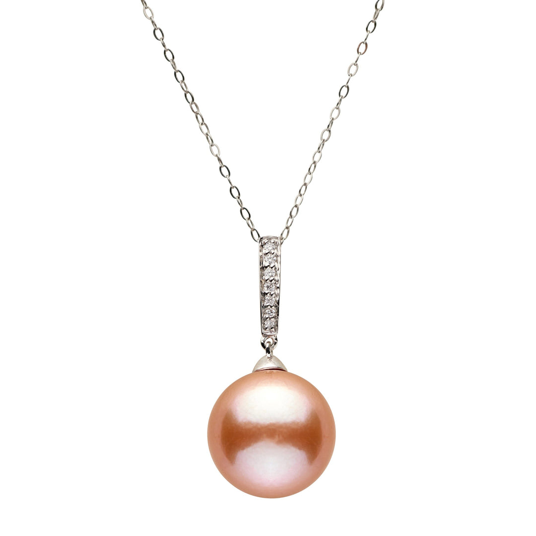 11.0-12.0 mm Pink to Peach Freshwater Edison Pearl and Diamond Grand Desire Pendant