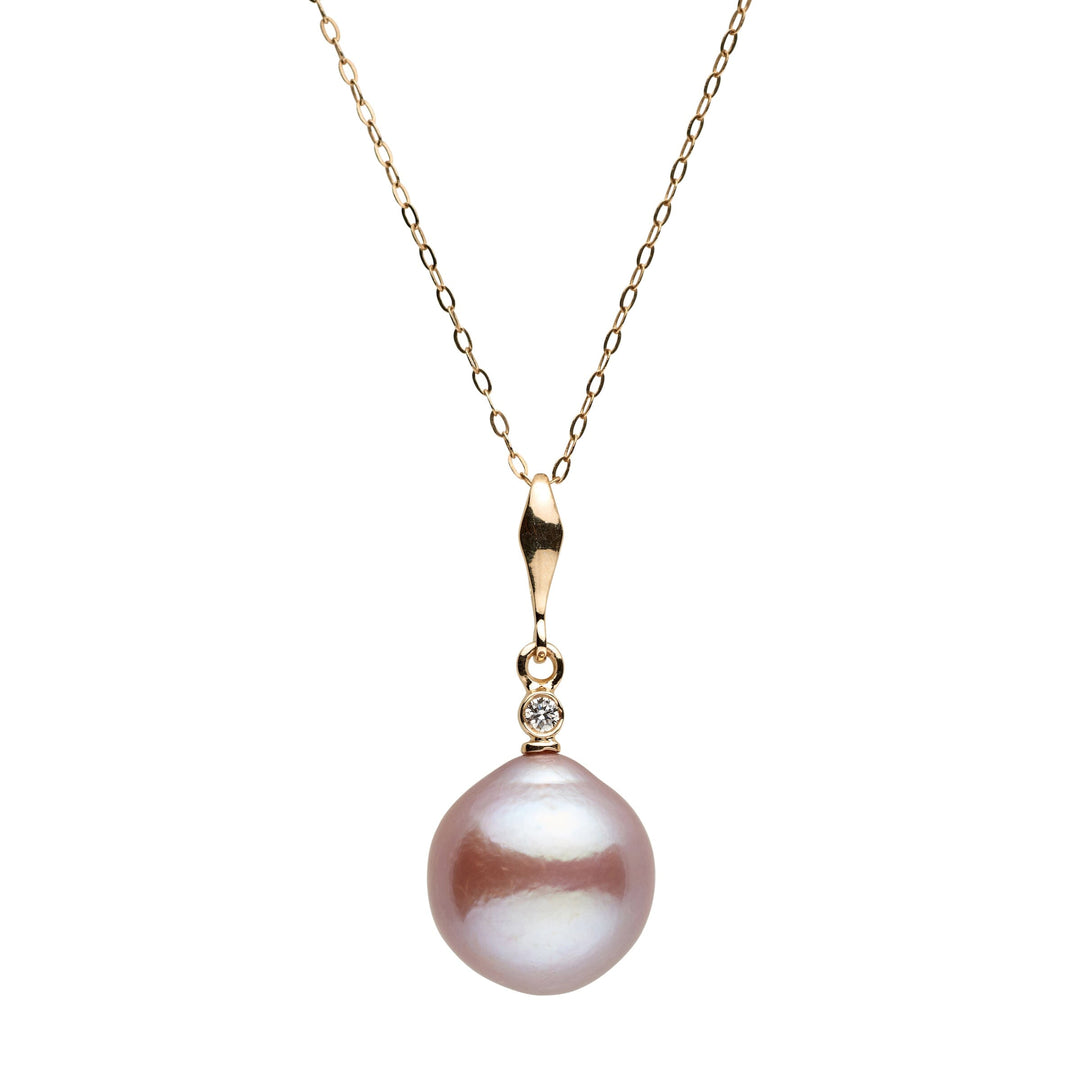 13.0-14.0 mm AAA Lavender Freshwater Edison Pearl and Diamond Essential Pendant