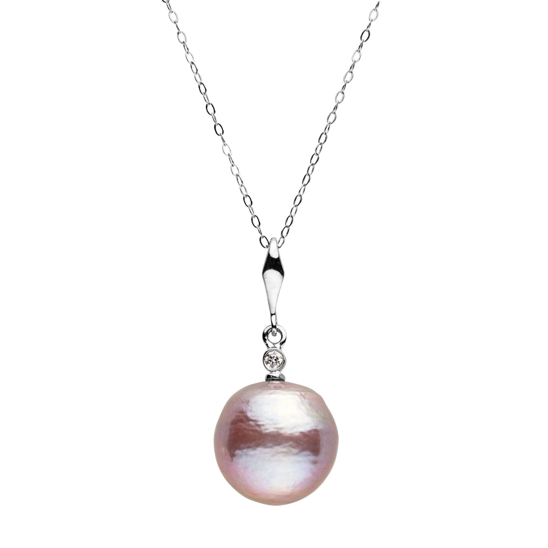 14.0-15.0 mm AAA Lavender Freshwater Drop Edison Pearl and Diamond Essential Pendant