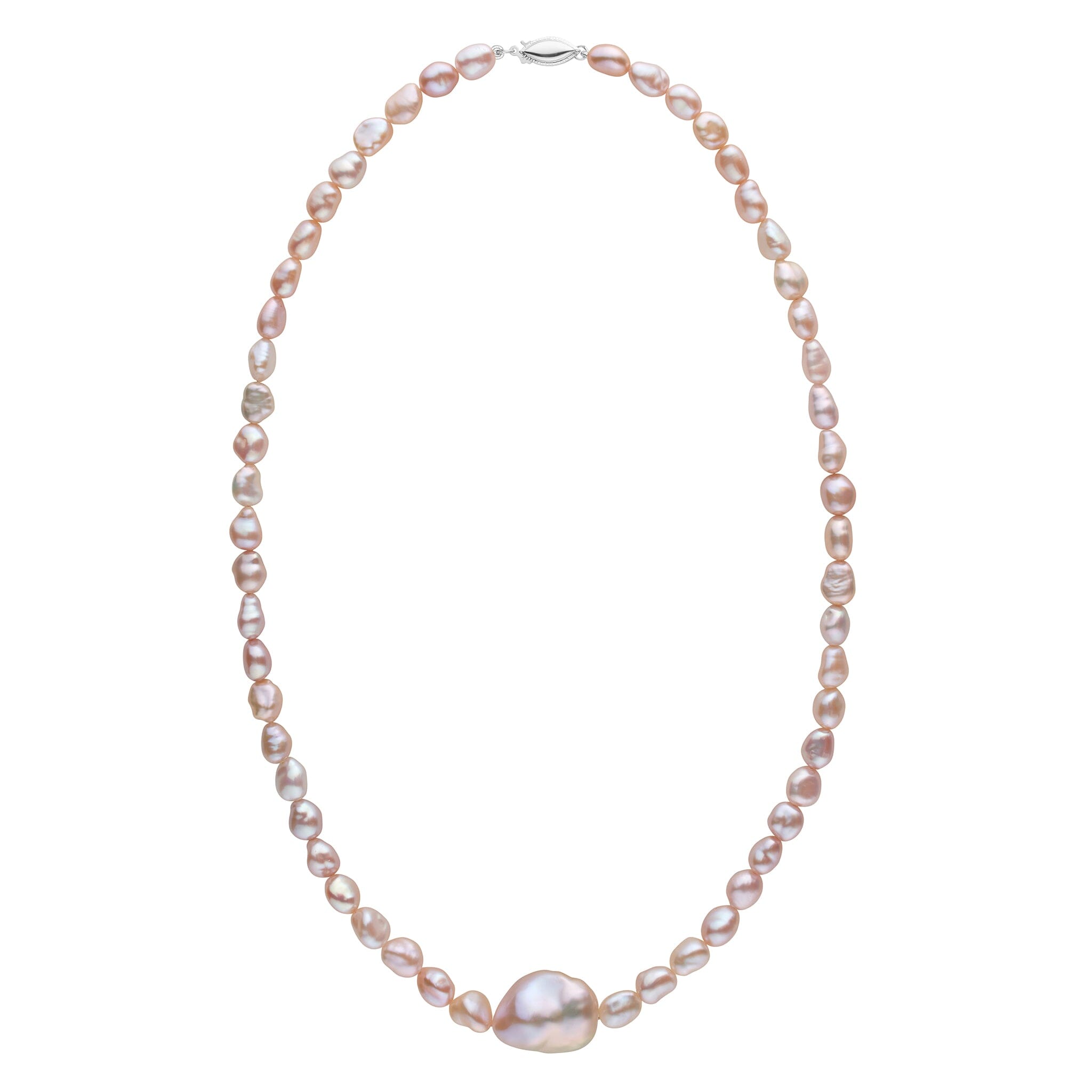 4.0-5.0 mm Metallic Pink Keshi Pearl Necklace with Freshwater Soufflé Pearl Center
