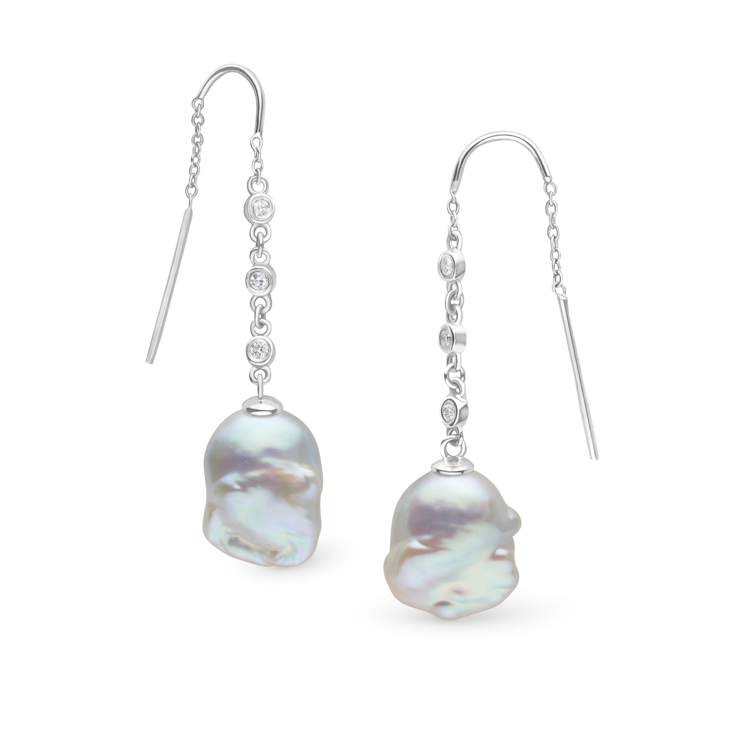 Freshwater Soufflé Pearl and Diamond Threader Earrings