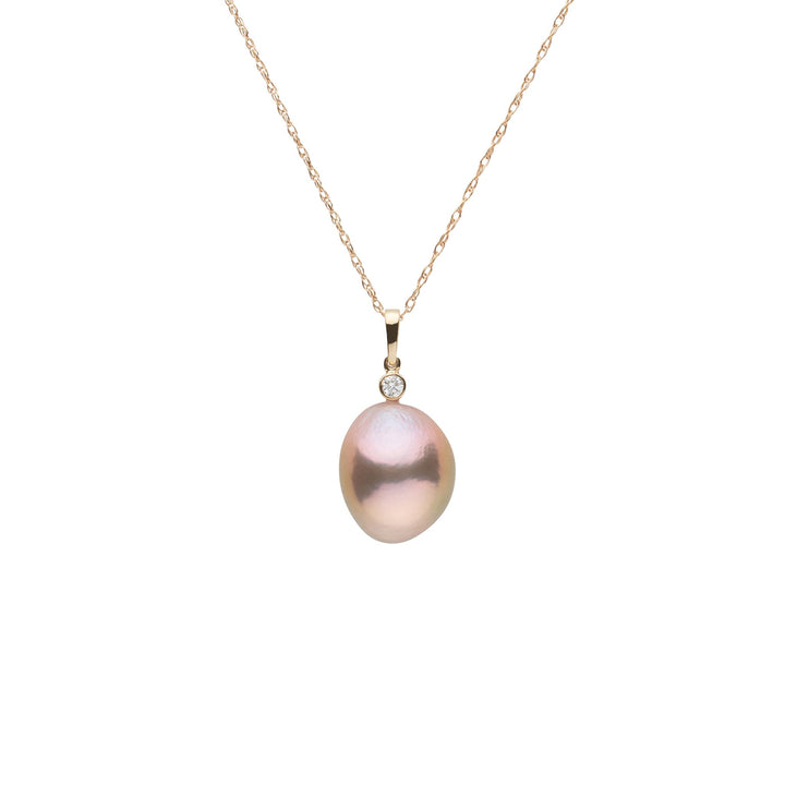 13.0-14.0 mm Lavender Rose Freshwater Edison Pearl and Diamond Brilliant Pendant