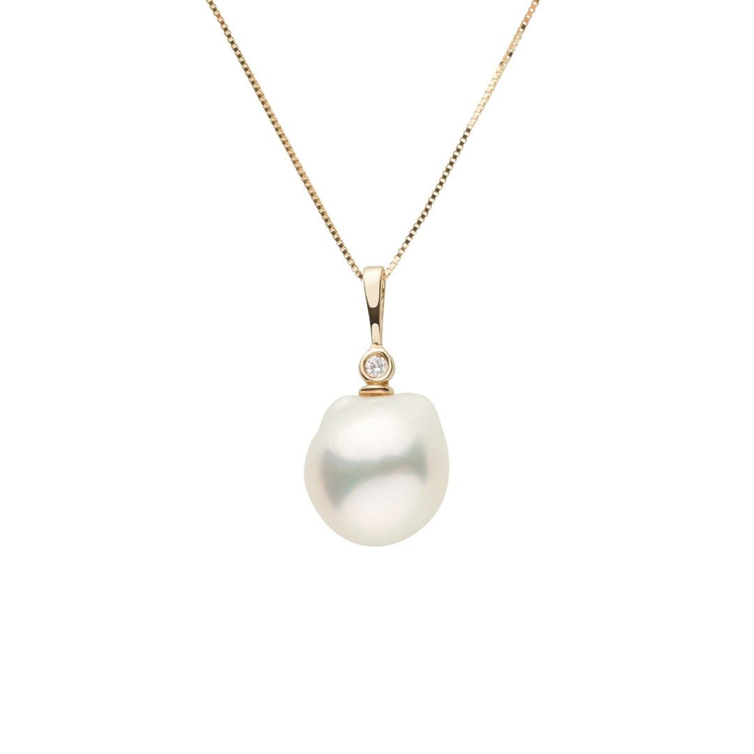 10.0-11.0 mm Metallic White Edison Freshwater Drop Pearl and Diamond Aspire Pendant