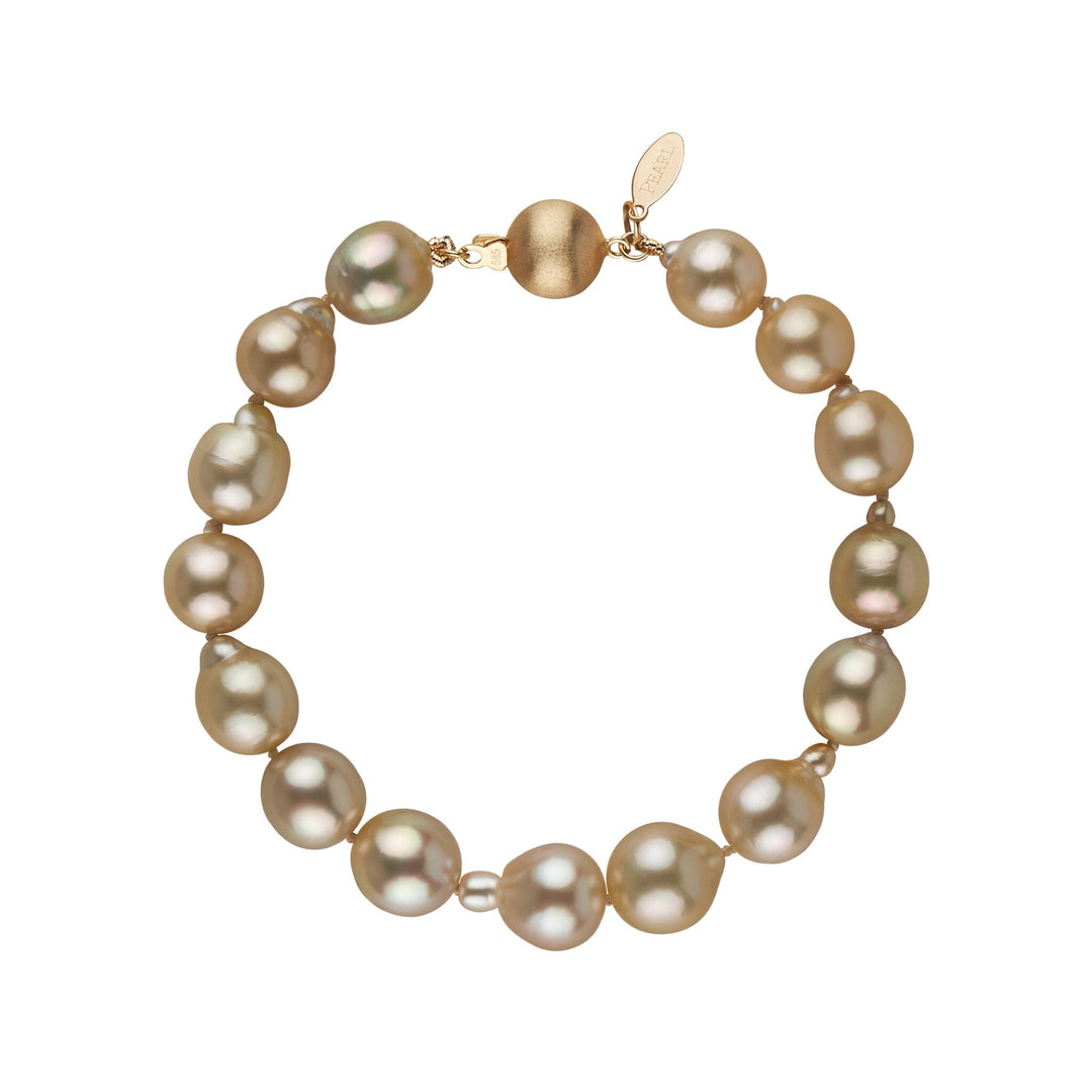 9.0-10.3 mm AAA Golden South Sea Drop Pearl Bracelet