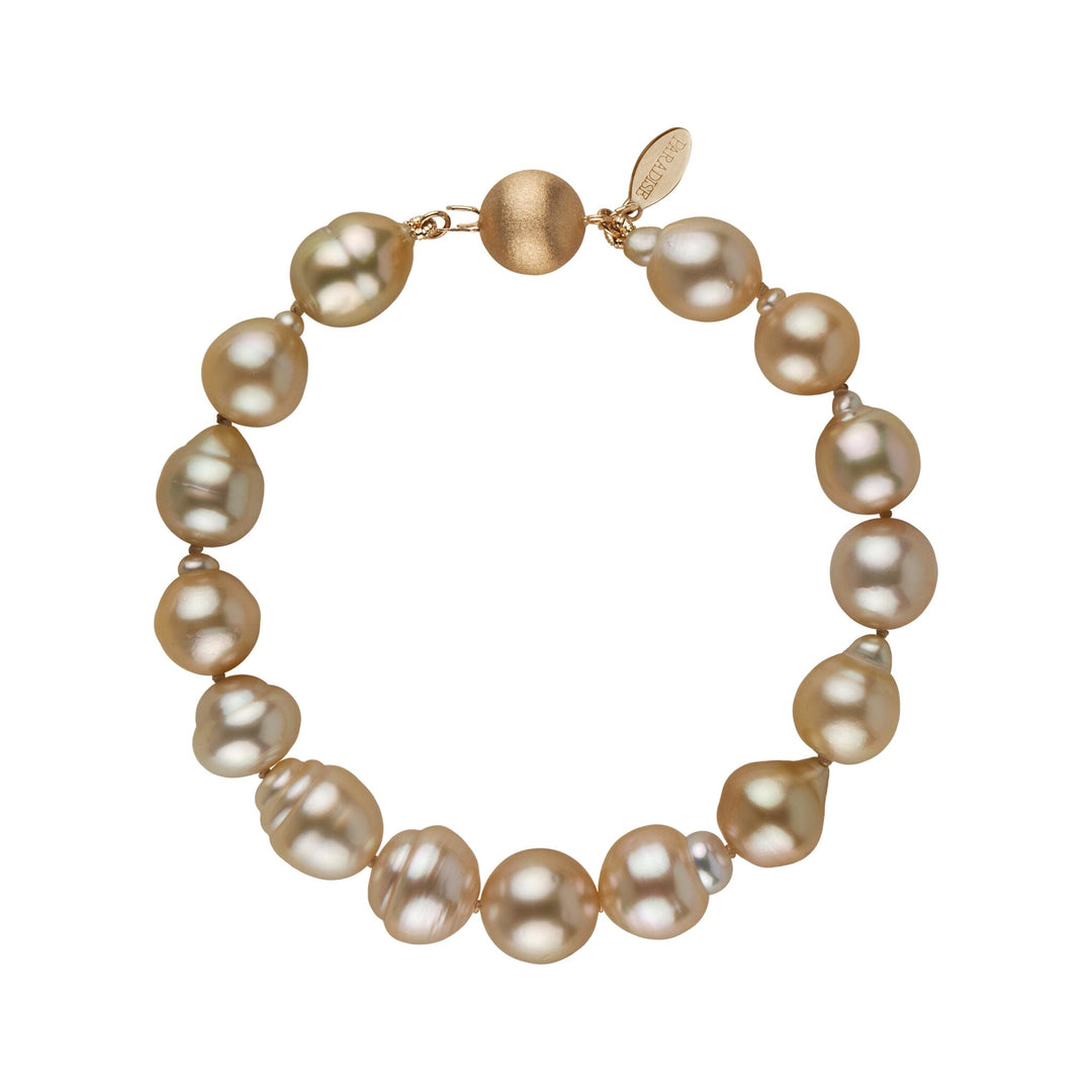 9.0-10.6 mm AAA Golden South Sea Baroque Pearl Bracelet