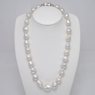 13.0-16.0 mm AAA Baroque White South Sea Pearl Necklace, view 2