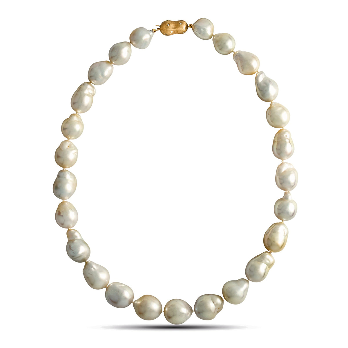 12.0-15.1 mm AAA Baroque White South Sea Pearl Necklace