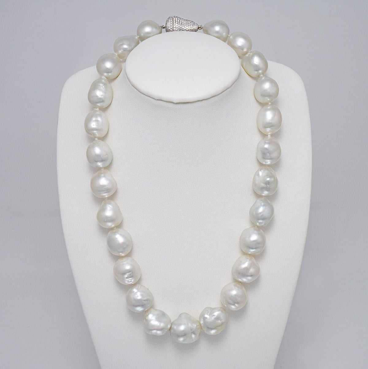 15.0-20.0 mm AAA Baroque White South Sea Pearl Necklace, view 2