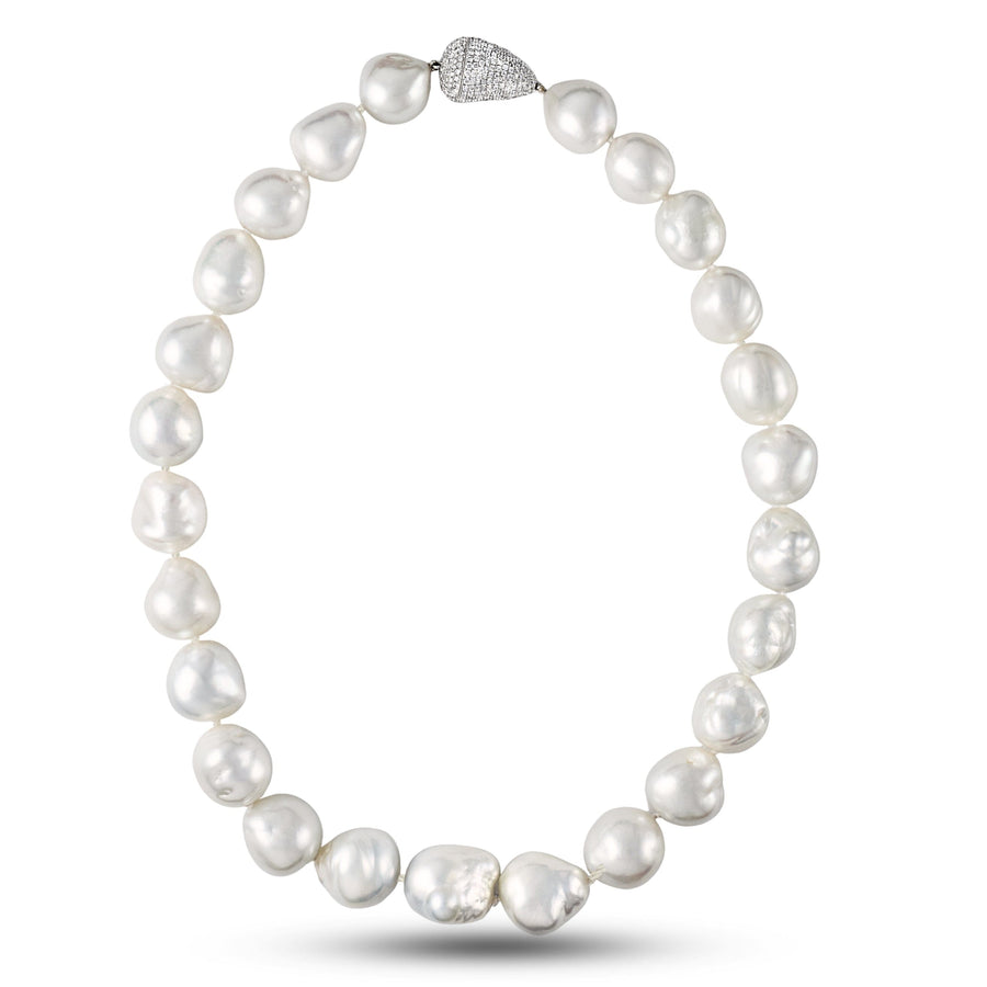 15.0-20.0 mm AAA Baroque White South Sea Pearl Necklace