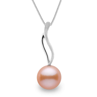 Wisp Collection 9.0-10.0 mm Pink to Peach Freshadama Pearl Pendant in 14K White Gold on a Box Chain
