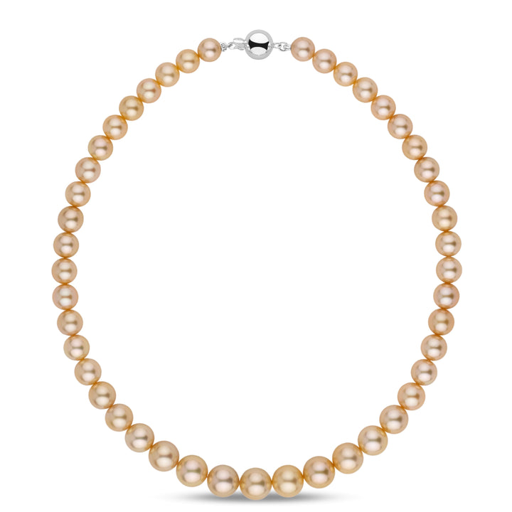 8.1–10.9 mm AA+/AAA Golden South Sea Round Pearl Necklace