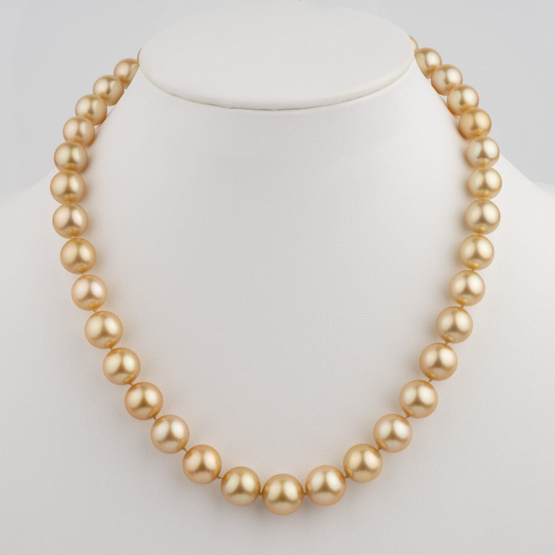 8.4–11.6 mm AA+/AAA Round Golden South Sea Pearl Necklace